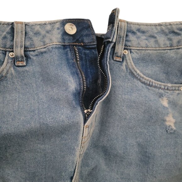 H&M Divided Distressed Light Blue Denim Mini Skirt With Raw Hem & Front Slit - S - Picture 3 of 6